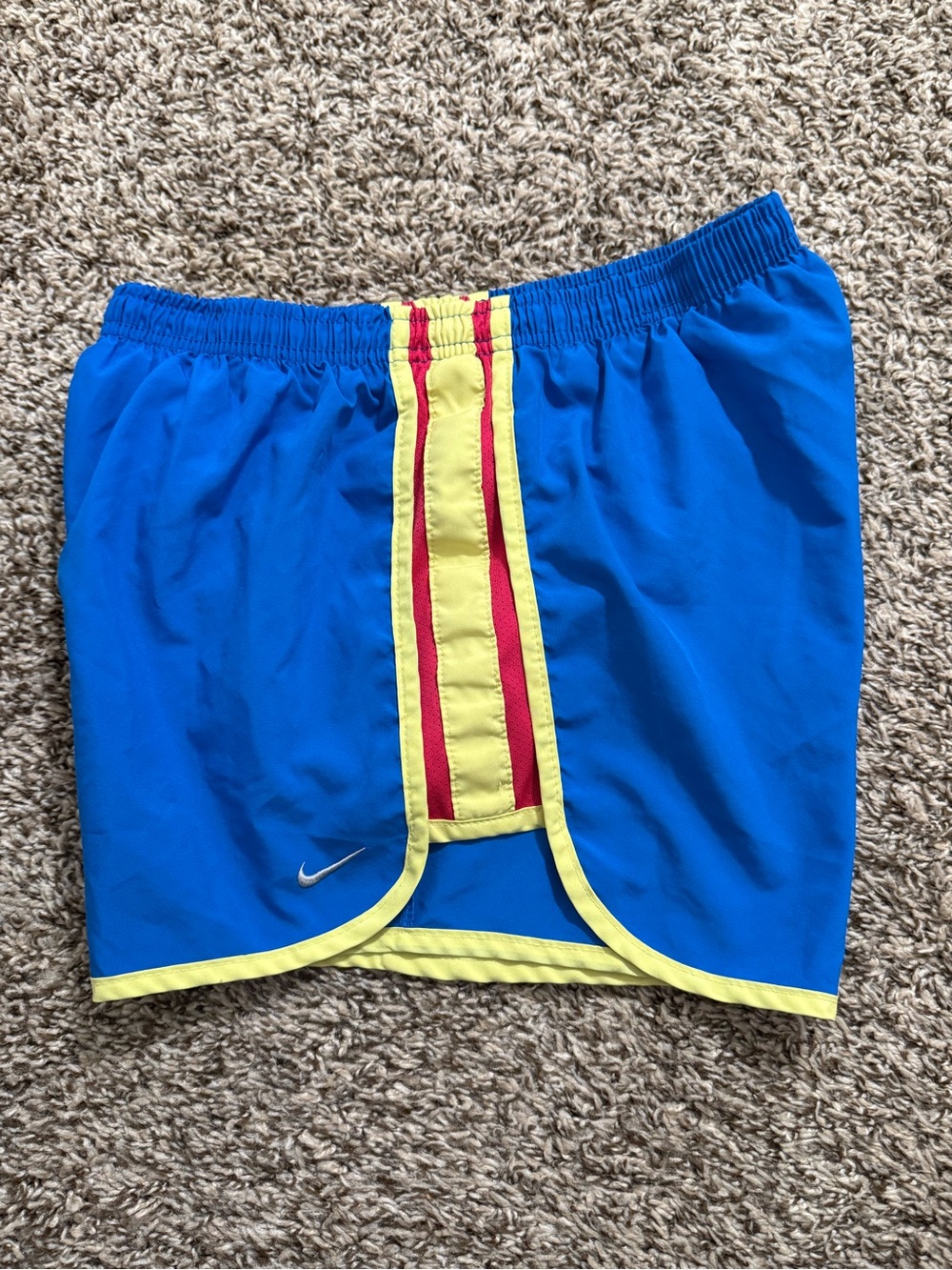 Nike Tempo Running Shorts Blue Yellow Pink - Size Small